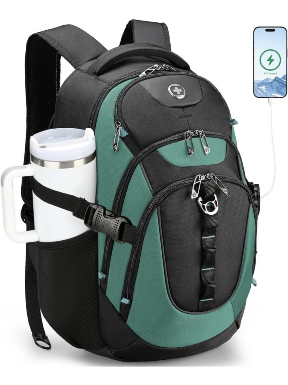 Stylish Laptop Backpack for Men with USB Charging Port & Multiple Pockets